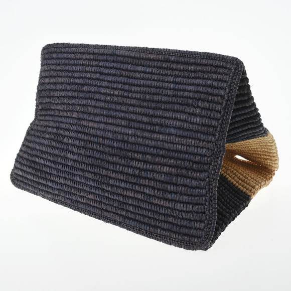 BALENCIAGA Basket Bag Natural Navy Blue Raffia Leather Handbag - Picture 5 of 11